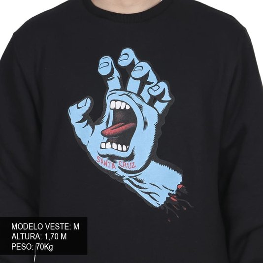 Moletom Santa Cruz Screaming Hand Front Crew Preto