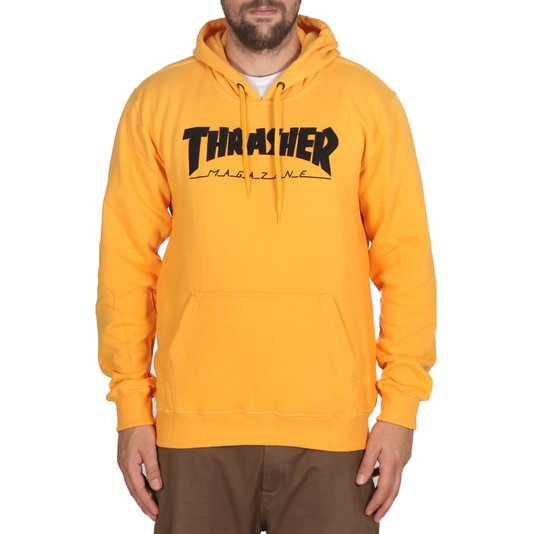 Moletom Thrasher Magazine Logo Felt Canguru Amarelo