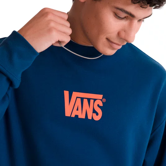 Moletom Vans Stretch Logo Crew Azul