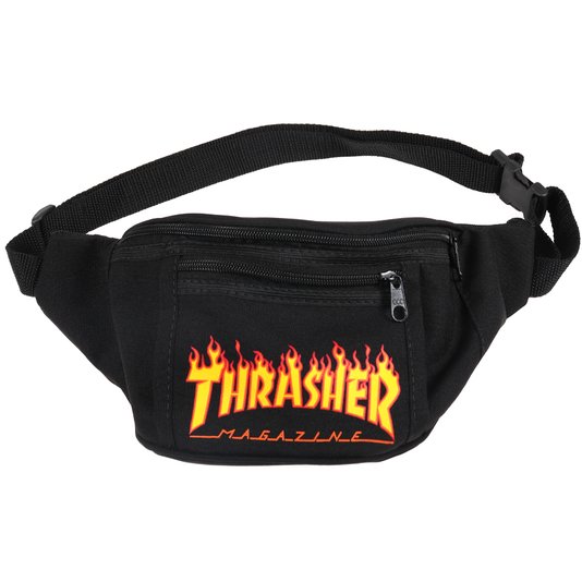 Pochete Thrasher Logo Flame Preto/Laranja