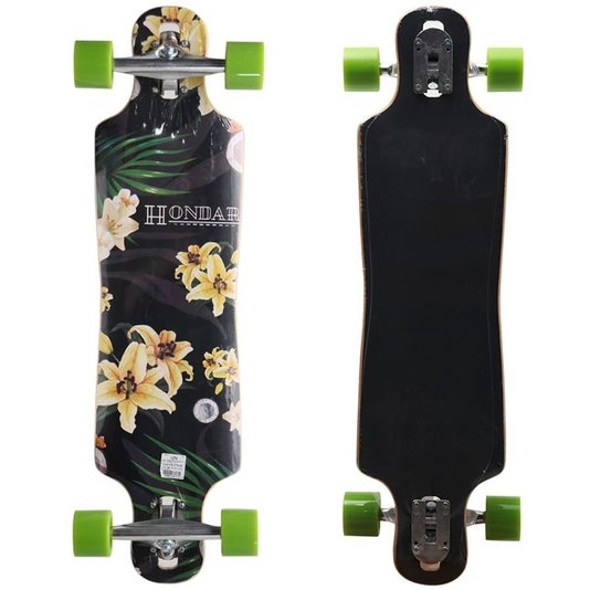 Semi Longboard Hondar Flor Amarela 31" Preto/Verde Limao