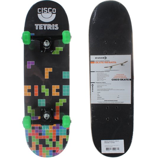 Skate Cisco Infantil Brasão Tetris Preto/Verde