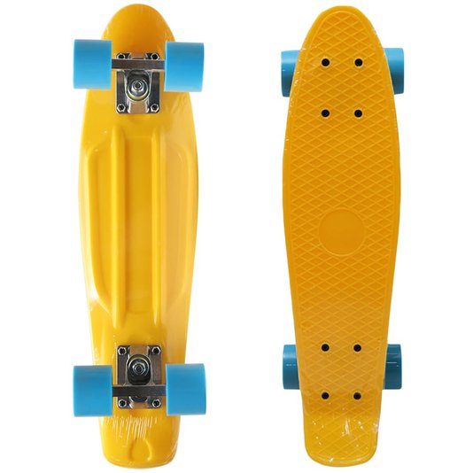 Skate Montado Penny Cruiser Mini-Long Amarelo/Azul