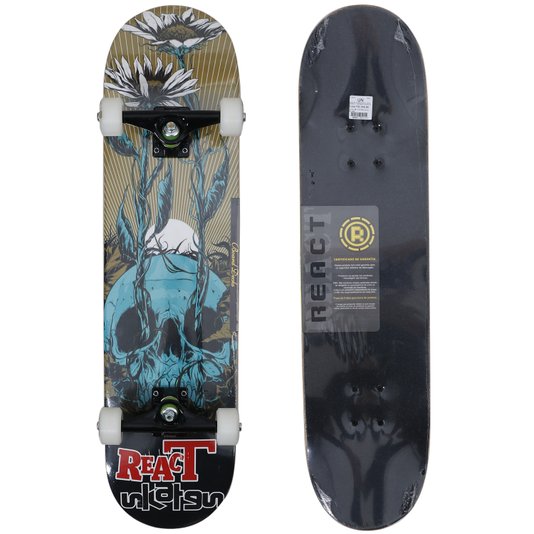 Skate Montado React Caveira Intermediário Amarelo Queimado/Verde/Preto