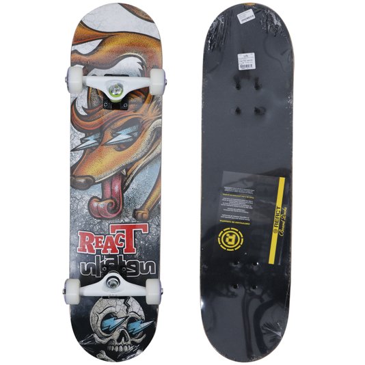 Skate Montado React Raposa Intermediário Laranja/Cinza