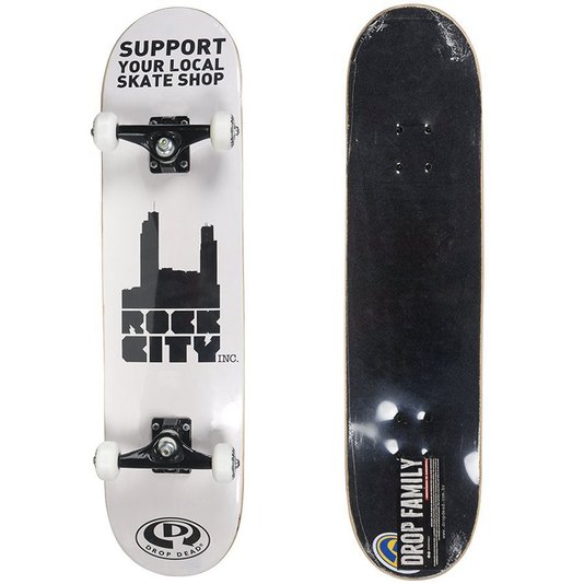 Skate Montado Rock City Support Your Local Iniciante Branco