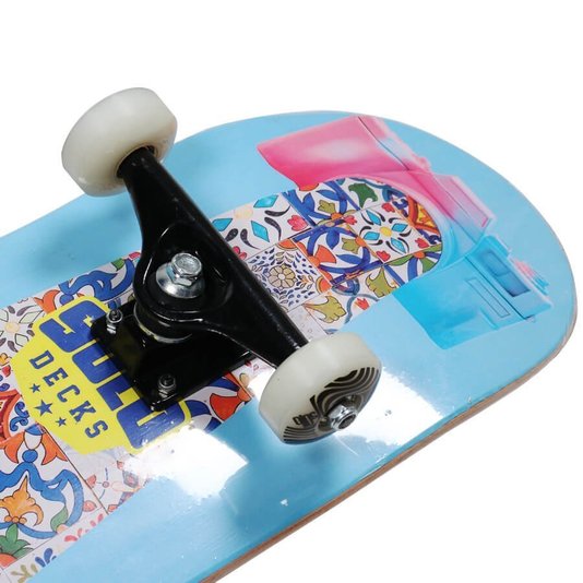 Skate Montado Solo Pro Serie Colagem III Azul