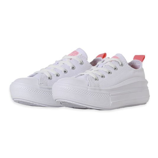 Tênis Converse Chuck Taylor All Star Move Plataforma Juvenil Branco/Rosa