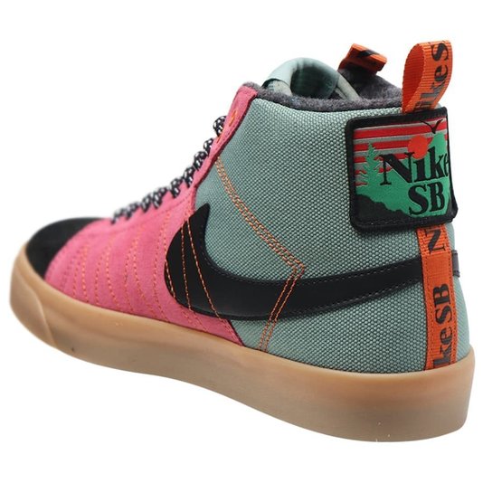 Tênis Nike Sb Zoom Blazer Mid Prm Preto/Verde/Rosa
