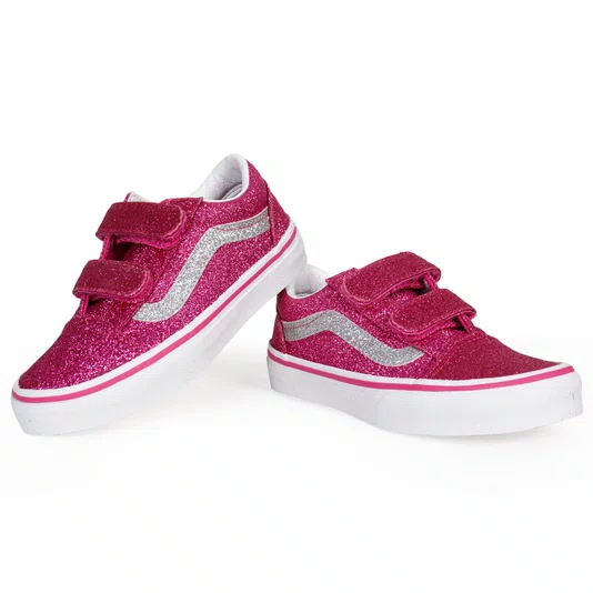 Tênis Vans Kids Old Skool V Glitter Rosa