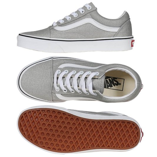 Tênis Vans Old Skool Brilho Prata/Branco
