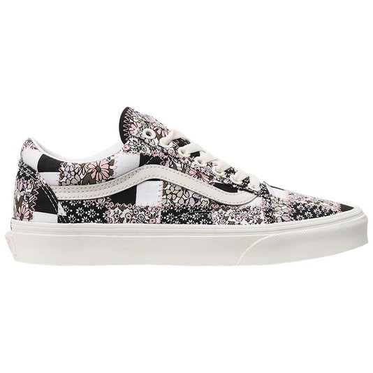 Tênis Vans Old Skool Patchwork Floral Branco/Preto/Rosa