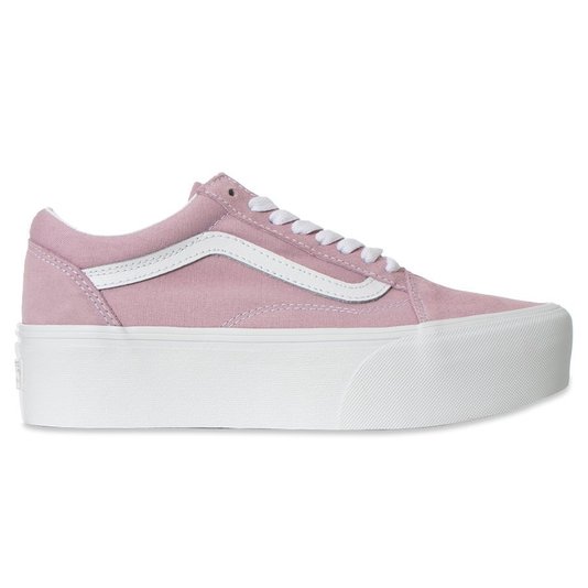 Tênis Vans Old Skool Stackform Plataforma Rosa/Branco
