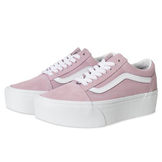 Tênis Vans Old Skool Stackform Plataforma Rosa/Branco
