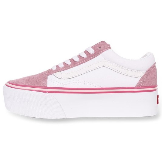 Tênis Vans Old Skool Stackform Plataforma Rosa/Branco