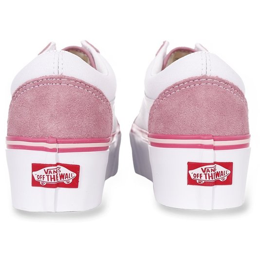 Tênis Vans Old Skool Stackform Plataforma Rosa/Branco