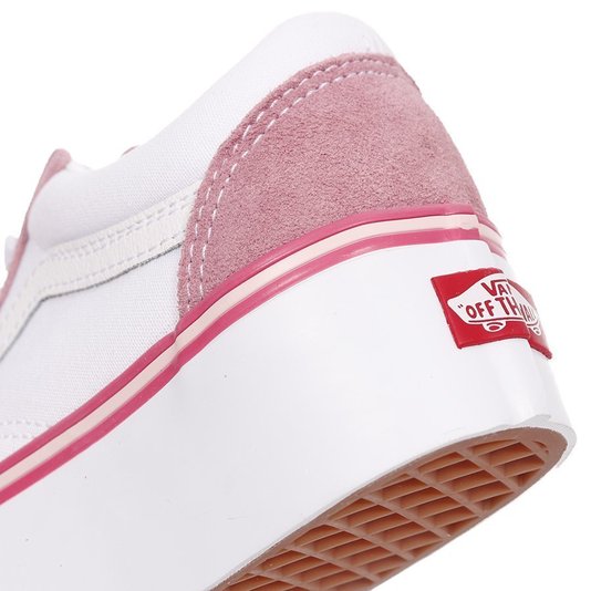 Tênis Vans Old Skool Stackform Plataforma Rosa/Branco