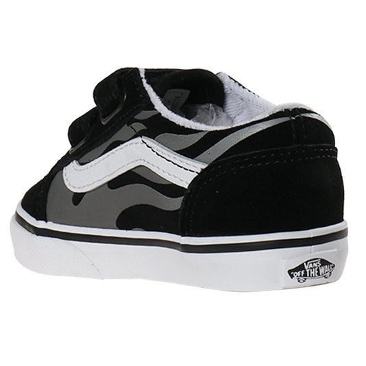 Tênis Vans Old Skool V Flame Infantil Preto/Cinza