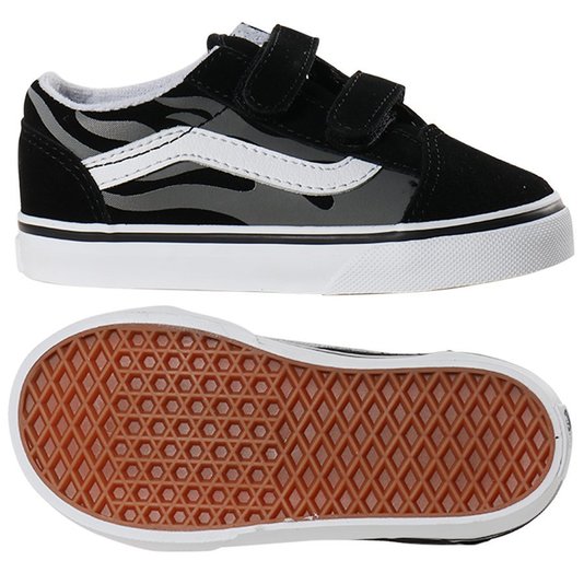 Tênis Vans Old Skool V Flame Infantil Preto/Cinza