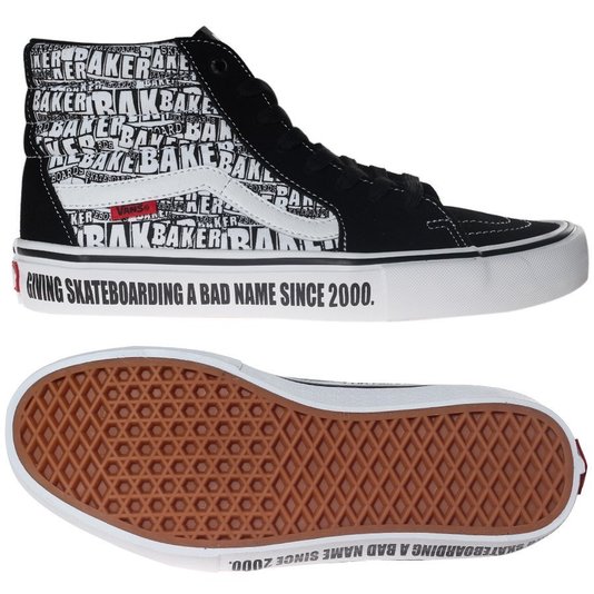 Tênis Vans Sk8-Hi Pro Baker Collab Preto/Branco