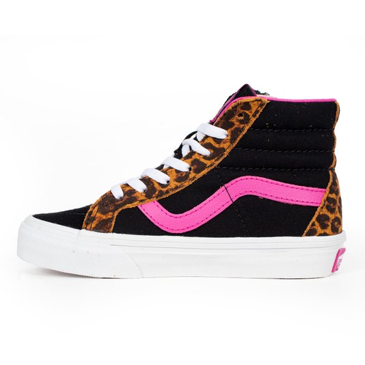 Tênis Vans Sk8-Hi Reissue Side Zip Preto/Rosa/Tigrado