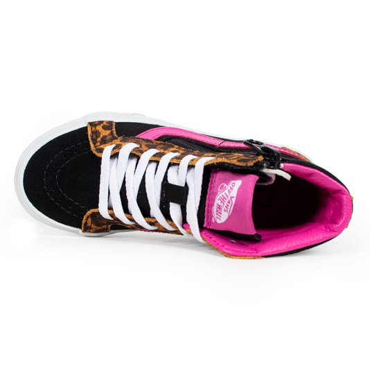 Tênis Vans Sk8-Hi Reissue Side Zip Preto/Rosa/Tigrado