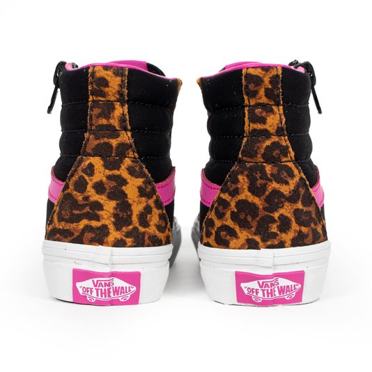 Tênis Vans Sk8-Hi Reissue Side Zip Preto/Rosa/Tigrado