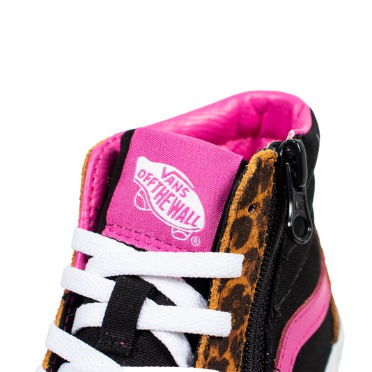 Tênis Vans Sk8-Hi Reissue Side Zip Preto/Rosa/Tigrado