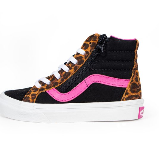 Tênis Vans Sk8-Hi Reissue Side Zip Preto/Rosa/Tigrado