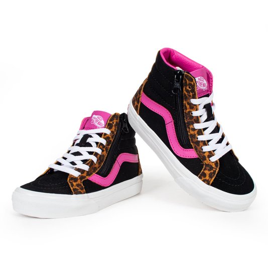 Tênis Vans Sk8-Hi Reissue Side Zip Preto/Rosa/Tigrado