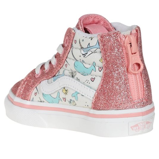 Tênis Vans Sk8-Hi Zip Shark Party Rosa/Branco
