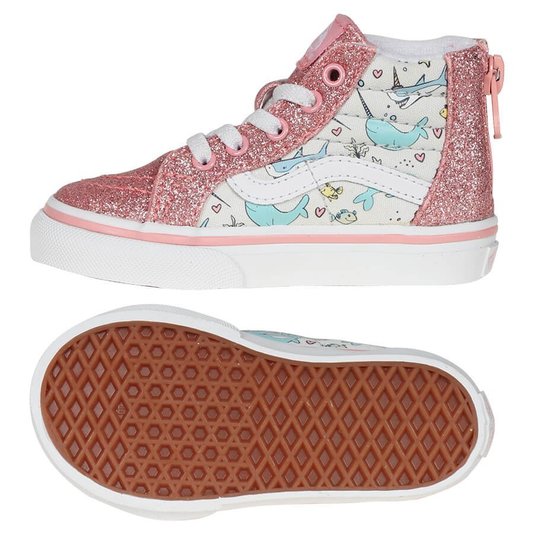 Tênis Vans Sk8-Hi Zip Shark Party Rosa/Branco