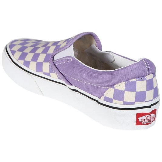 Tênis Vans Slip-On Checkerboard Lilás/Branco