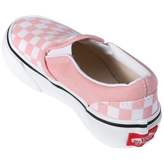 Tênis Vans Slip-On Classic Checkerboard Rosa Claro/Branco/Preto