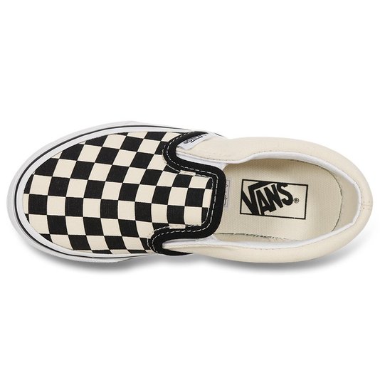 Tênis Vans Slip-On Classic Checkerboard Xadrez Juvenil Creme/Preto
