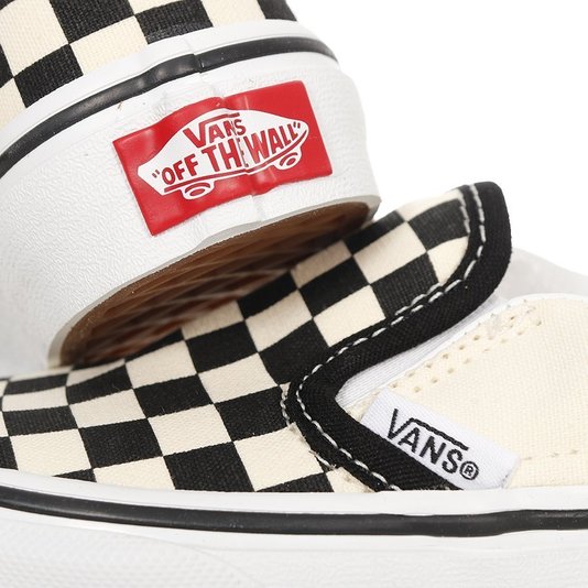 Tênis Vans Slip-On Classic Checkerboard Xadrez Juvenil Creme/Preto
