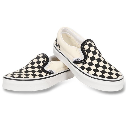 Tênis Vans Slip-On Classic Checkerboard Xadrez Juvenil Creme/Preto