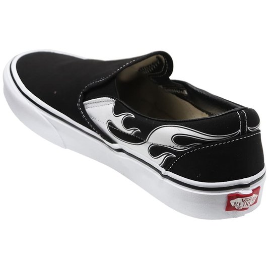 Tênis Vans Slip-On Classic Flame Preto/Branco