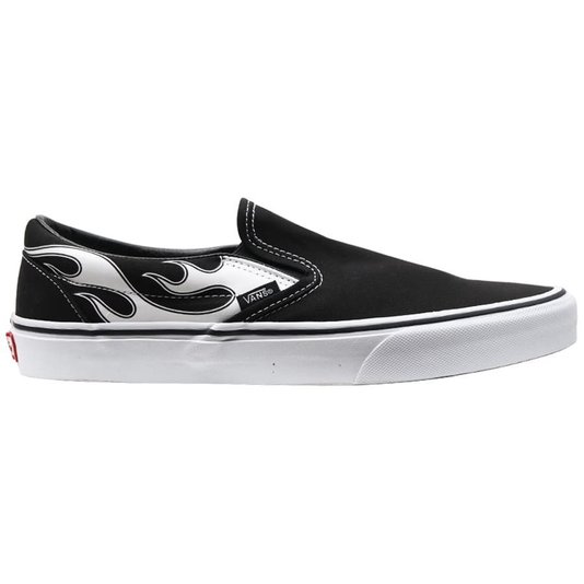 Tênis Vans Slip-On Classic Flame Preto/Branco