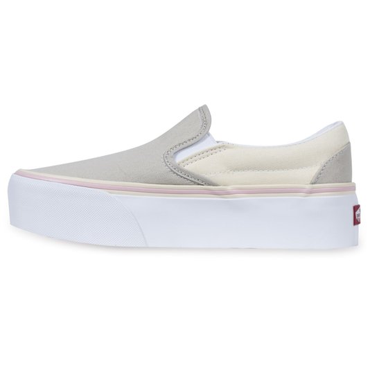 Tênis Vans Slip-On Classic Plataforma Stackform Bege/Branco