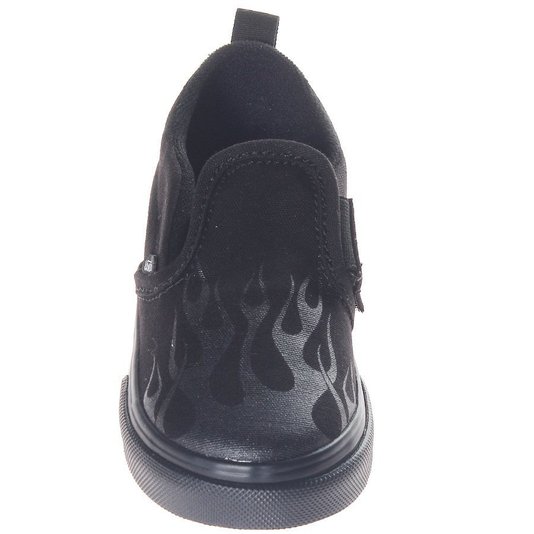 Tênis Vans Slip-On Fogo Fire Infantil Preto/Preto