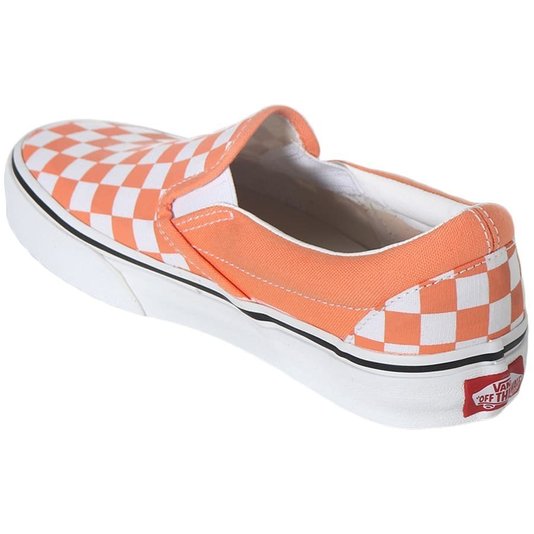 Tênis Vans Slip-On Ua Classic Checkerboard Laranja/Branco