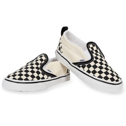 Tênis Vans Slip-On V Checkerboard Infantil Preto/Offwhite