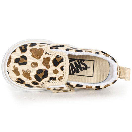 Tênis Vans Slip-On V Leopard Infantil Bege/Branco