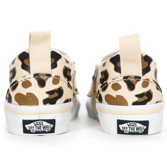 Tênis Vans Slip-On V Leopard Infantil Bege/Branco