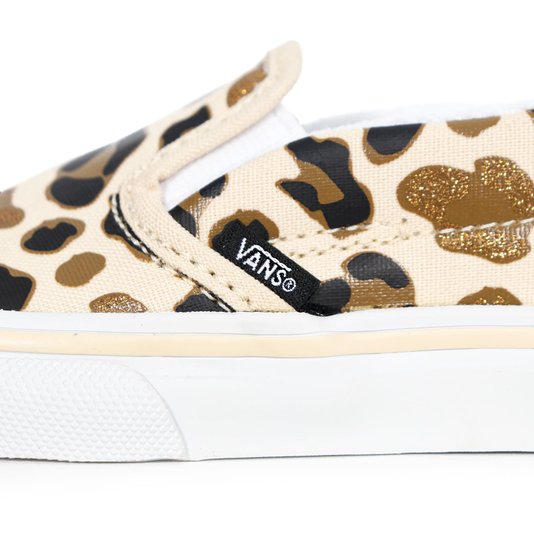 Tênis Vans Slip-On V Leopard Infantil Bege/Branco