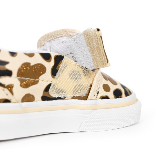 Tênis Vans Slip-On V Leopard Infantil Bege/Branco