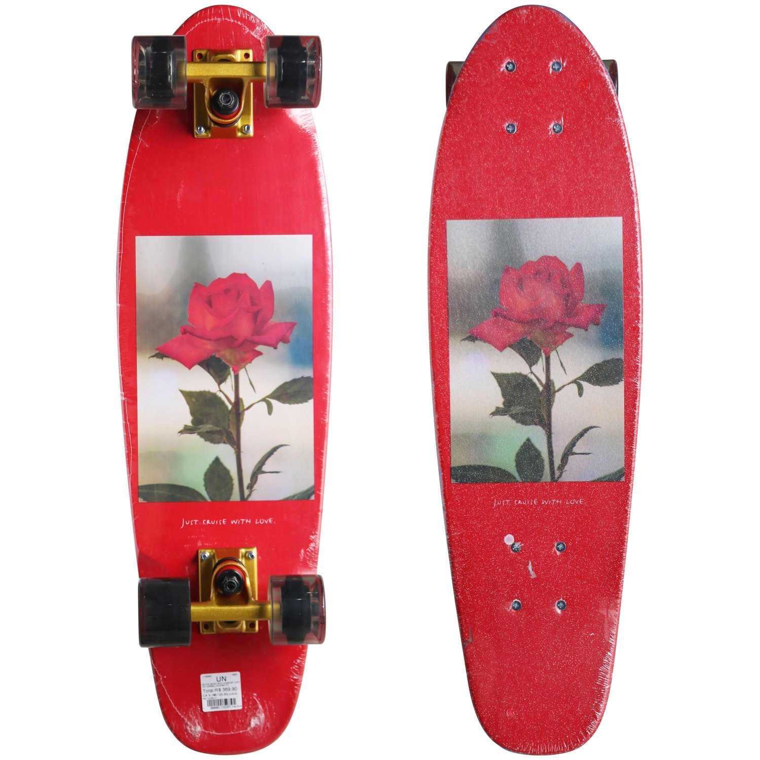 Skate Montado Hondar Just Cruiser MiniLong Vermelho/Preto Rock City