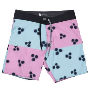 Bermuda Volcom Schroff Boardshorts Preto/Rosa/Verde