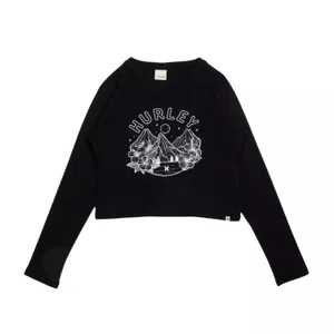 Blusa Hurley M/L Mountain Cropped Preto